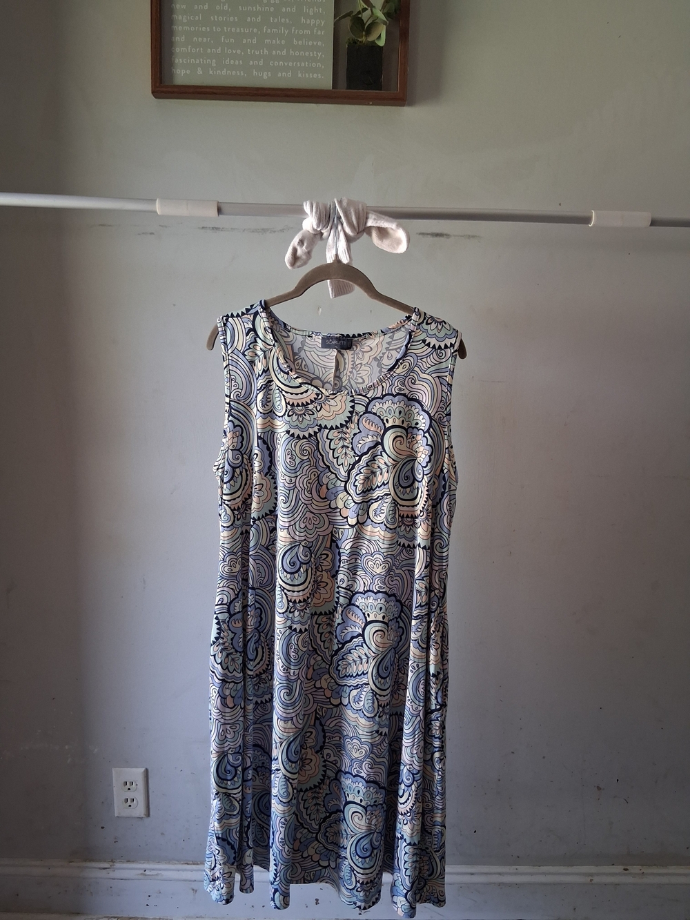 Scarlett Sleeveless Midi Dress in Blue and White Paisley Print